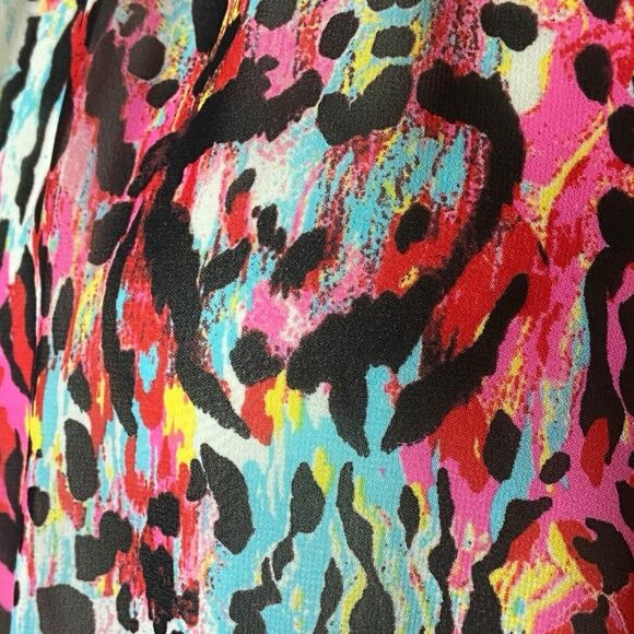 Mark New York Andrew Women's Cheetah Print Multicolor Blouse Size XS Long Sleeve - Picture 5 of 7